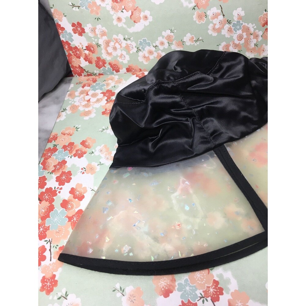 BCBGeneration Black & Transparent w/ Silver Rainbow Flecks Bucket Hat New